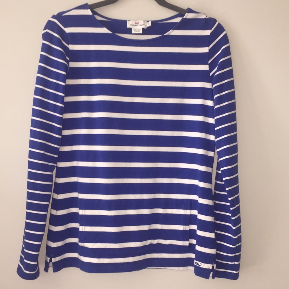 Vineyard Vines Royal Blue Striped Long Sleeve Top